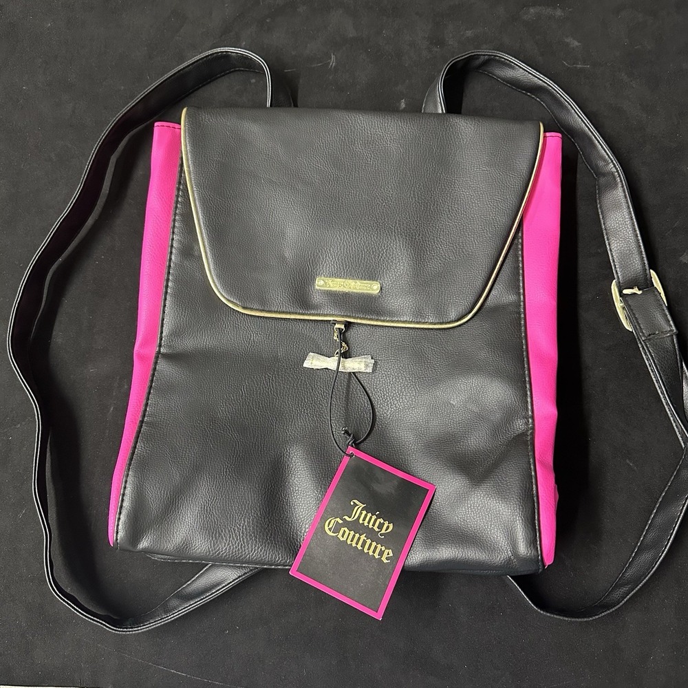 Juicy Couture Large Backpack‎ in Black & Hot Pink with Gold Trim (4A)